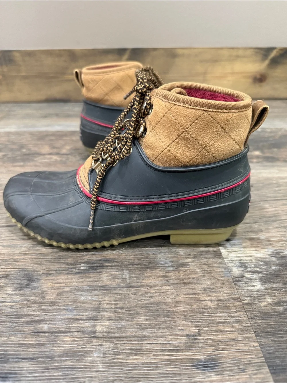Tommy Hilfiger Brown and Black Winter Rain Duck Boots